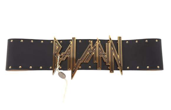 Balmain Statement Logo Lion Head Stud Leather Belt US XS FR 34 Womens Black Gold main image 10